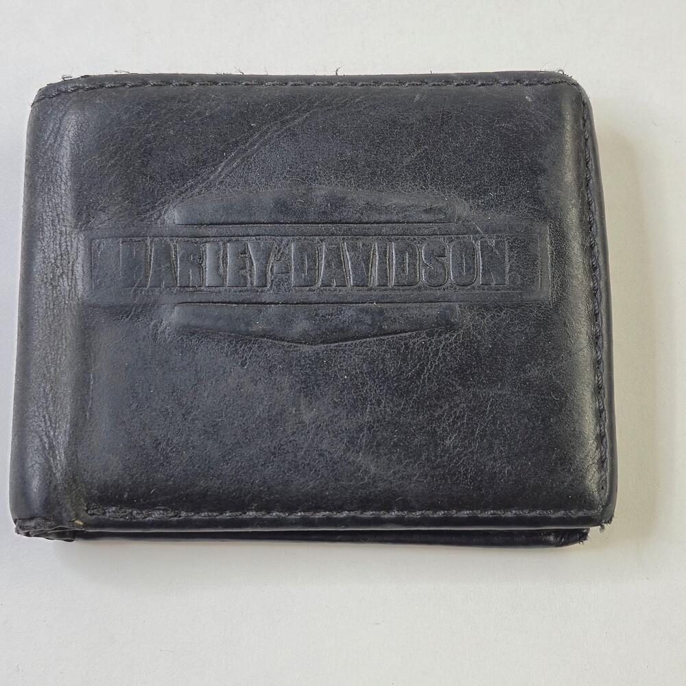 Harley-Davidson Wallet Mens One Size Black Leather Bifold American Legend